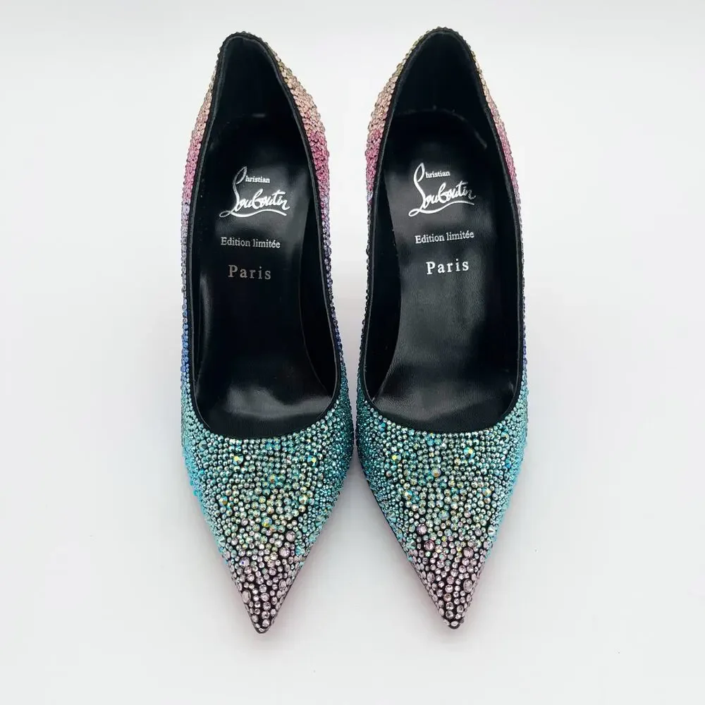 Christian Louboutin Condora Strass Rainbow Crystal 100 Stiletto Heels EU 36.5